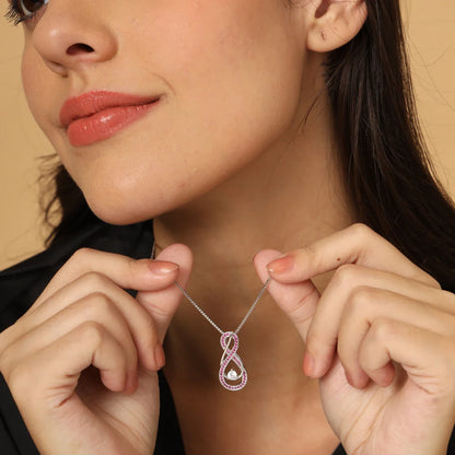 Pink Tourmaline Necklace with Infinity Design in Sterling Silver