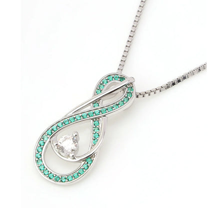 Emerald Green Infinity Birthstone Necklace -