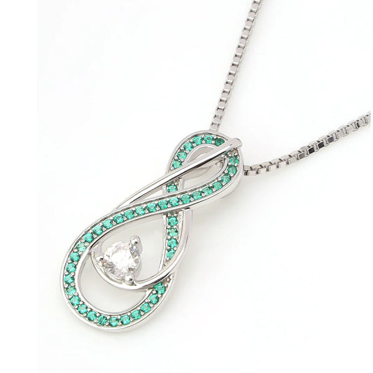 Emerald Green Infinity Birthstone Necklace -