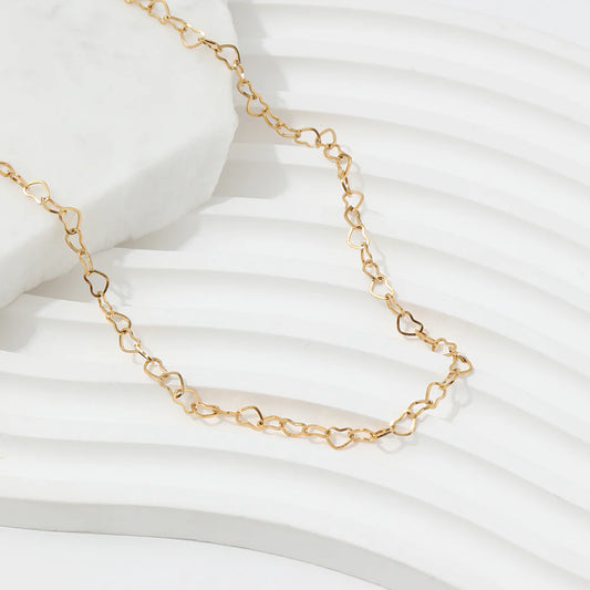 Dainty Hollow Heart Choker in Gold-Plated 