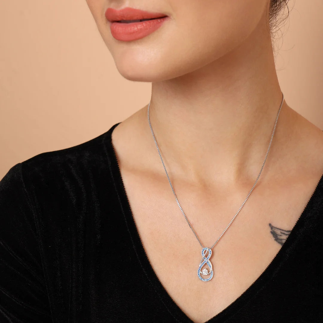 Blue Turquoise Infinity Birthstone Necklace 