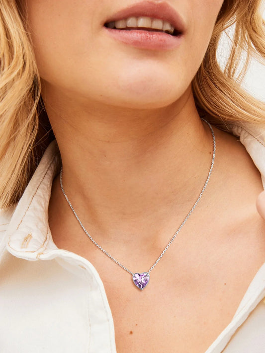 Women 925 Sterling Silver Birthstone Love Heart Necklace, Women Birthday Mother'S Day Gift