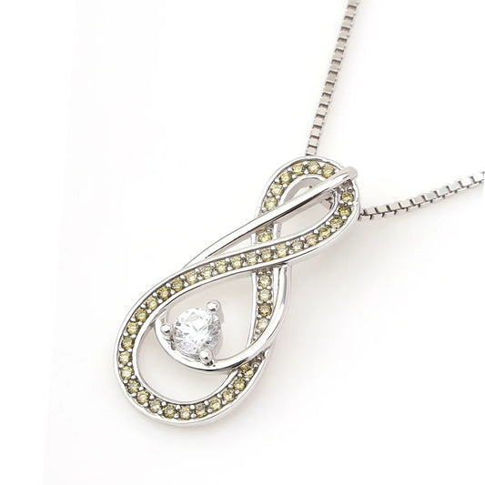 Peridot Green Infinity Birthstone Necklace 
