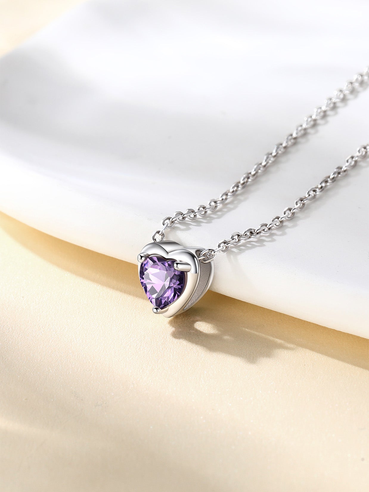 Women 925 Sterling Silver Birthstone Love Heart Necklace, Valentine'S Day Jewelry Gifts for Her